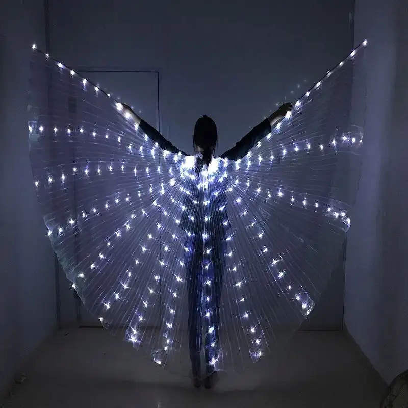 Vente en Gros de Lumières Danse du Ventre Ailes d'Isis Ange Lumineux avec Bâtons Télescopiques Tiges Flexibles pour Adultes