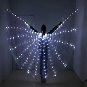 Grosir lampu tari perut sayap Isis malaikat bersinar dengan tongkat teleskopik tongkat fleksibel untuk dewasa