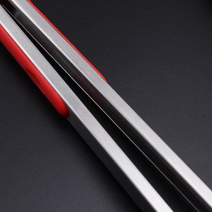 Plump Stainless Steel Food Tongs Red Non-Slip Handle For Barbecue Baking Steak Cake Bread - Product Image 2