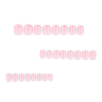24 pièces de faux ongles classiques simples en acrylique, forme carrée courte, couleur rose avec bord blanc, style français, 3682