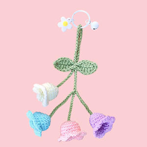 Porte-clés fait main en crochet, muguet, fleur en <span class=keywords><strong>laine</strong></span> mignonne, breloque pour sac, pendentif pour voiture, accessoire cadeau pour femmes et filles - Product Image 2