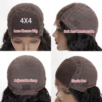 Peluca de Cabello Humano Virgen SDD, Cabello Natural, 250% de Densidad, 14 Pulgadas, Frontal de Encaje 4x4, Rizado Profundo, Estilo BOB, con Mechas