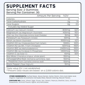 Calcio Magnesio Zinc Gummies para blanquear la piel Gummies Suplementos sin azúcar Ditamin D3 K2 Candy Calcio Magnesio Zinc Gummies - Product Image 5