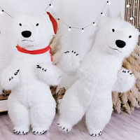 Costume de carnaval animalier Costume de fourrure Costume de mascotte d'ours polaire marron et blanc gonflable pour la fête de Noël en peluche