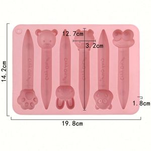 Molde de silicona ecológico de 8 cavidades con formas de oso y pies para galletas, lápices, aromaterapia, yeso, jabón, pastelitos y repostería para bebés, herramienta OEM/ODM - Product Image 2