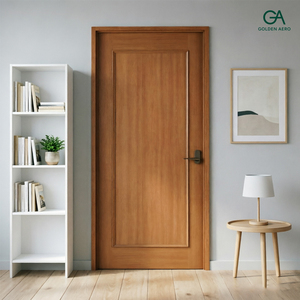 Golden Aero Modern Solid Wood Interior Moulded Panel <b>Slab</b> Door for Bedroom Apartment and Villa - Product Image 1