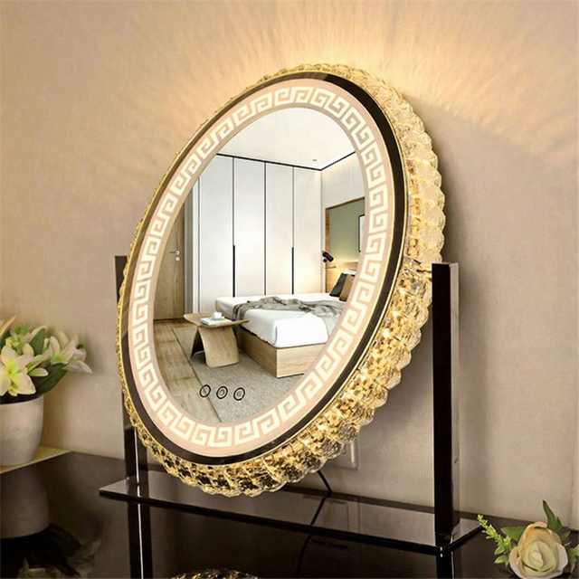 Refined Crushed Crystal 360 Degree Rotation Mirror for Home Dressing Room Birthday Gift Present Led Makeup Mirror