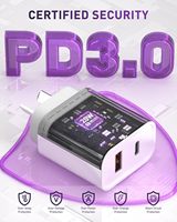 Chargeur mural intelligent pour téléphone portable avec double port USB, PD3.0 Type C QC, prise AU, super durable, 20W 18W