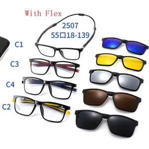 Kacamata Hitam Fleksibel 5 Dalam 1, Kacamata Polarisasi Dapat Dipertukarkan dengan Klip Magnetik