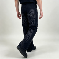 Jean baggy Y2K pour homme, noir, délavé à l'acide, imprimé graphique personnalisé, effet usé et déchiré, pantalon en denim streetwear, coupe droite et large