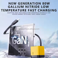 Chargeur GaN 80W en gros, chargeur mural rapide 3 en 1 avec câble USB C rétractable intégré de 80 cm, prise EU, UK, US pour appareils intelligents
