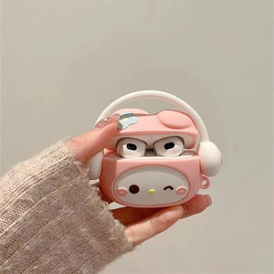 Cartoon Wearing Headphones Kitty Earphone case for Apple AirPods Pro 3 4 Melody Headphone Cover Stitch silicone Listen <b>music</b> <b>box</b> - Product Image 3