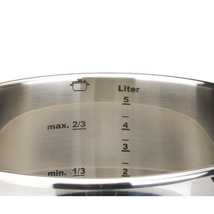 Pentola a pressione in acciaio inox da 6 litri con coperchio in vetro e manici neri - Product Image 3
