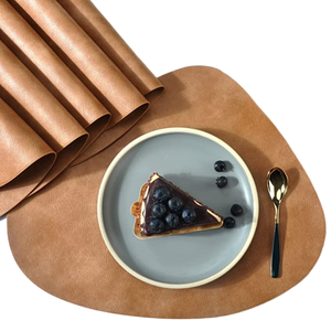 Oval Luxury Faux Leather PU Placemats Coaster Sets Plastic <strong>Kitchen</strong> <strong>Accessories</strong> for Farmhouse Decor Dropshipping Home - Product Image 3