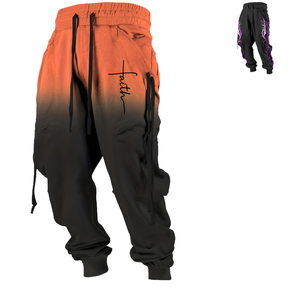 <b>Mens</b> Casual Mid Waist Canvas Sweatpants Straight Fit Digital <b>Print</b> Outdoor Athleisure Street Wear <b>Trousers</b> - Product Image 1