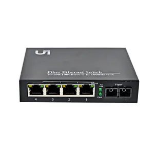 Bộ Chuyển Đổi Quang Ethernet 10/100/1000M Base-TX 4 RJ45 1 SC Simplex Bộ Chuyển Đổi Phương Tiện Gigabit 20Km