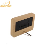 Horloge de table numérique LED LCD moderne avec cadre en bois, alimentée par USB/piles AA