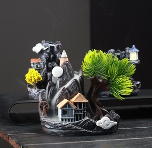 Hot bán thanh lịch tôn giáo hương Burner chủ nhỏ-kích thước nhựa Non Bộ khắc trở lại dòng chảy hương lò khuếch tán - Product Image 6