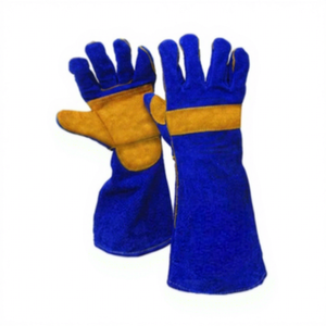 Blue Reinforced Leather Welding Gloves Full Safety Gloves Anti-Vibration Silicone-Free Flexible Breathable Tear-Resistant - Product Image 1