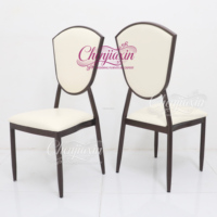 Chaises de luxe en aluminium pour événements, ensemble de mobilier de chambre d'hôtel chromé pas cher, chaises royales blanches pour banquets de mariage et événements