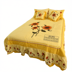 Trapuntino Primavera Competition Sunflowers, Misura Singola, Ricamato in Cotone, Biancheria da Letto per Tutte le Stagioni, Stile Classico - Product Image 1