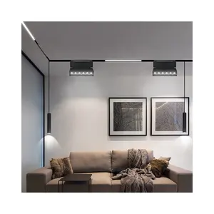 Superfície embutida baixa tensão 48v, pista de iluminação 10w 20w 30w 40w led regulável pista luz magnética sistema de iluminação