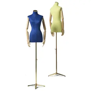 Mode Luxe Gele Kleur Mannequin Met Gearticuleerde Houten Armen Kleding Dummy Display Pop