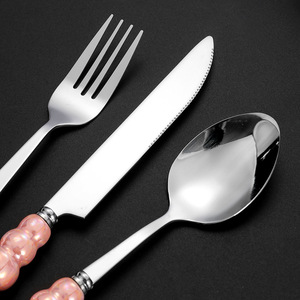 Ceramics Stainless Steel Cutlery Set 3 Pcs Ceramic Pearl Handle <b>Knife</b> Fork Spoon Western Style Dinnerware Gift Box - Product Image 3