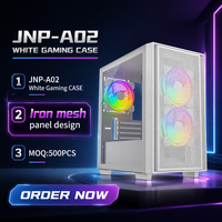 JNP TECH A02 New Style White Gaming MicroATX Mid Tower Steel Case with Iron Mesh Side Panel