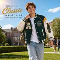 Blouson Bomber Baseball Personnalisé Homme Style Universitaire avec Patch Brodé en Chenille et Manches en Cuir – Streetwear Collégien OEM