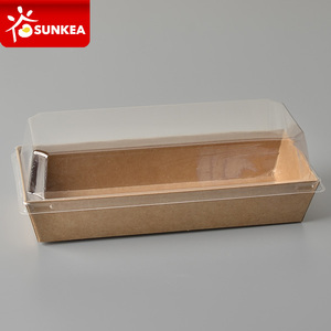 Plastic window disposable take out paper sushi container