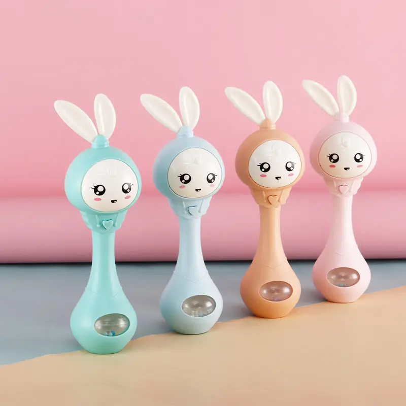 New Baby Music Flashing Rabbit Hand Bells Rattle Mobile Baby Rattle Toys Infant Pacifier Newborn Early Educational Toys