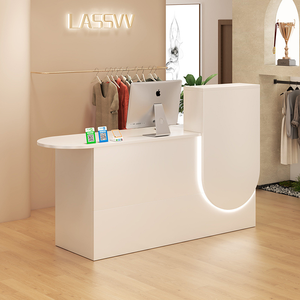 Mostrador de Recepción de Diseño Moderno y Compacto para Uso Comercial, Madera de Lujo para Hoteles, Tiendas de Ropa, Oficinas, Centros Comerciales con LED - Product Image 3