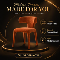 Chaise de salle à manger rembourrée orange avec dossier en T incurvé, pieds entièrement recouverts de tissu, pour salle à manger, restaurant, vente en gros, OEM, ODM
