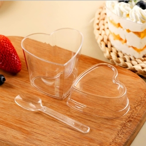 Vaso de Plástico Transparente en Forma de Corazón para Mousse, Postre, con Tapa Desechable de 130 ml, para <span class=keywords><strong>Helado</strong></span>, Pudín, Gelatina, Tiramisú - Product Image 3