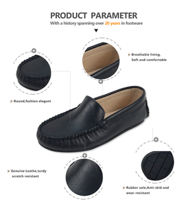Ultimi bambini ragazzo e ragazza mocassini mocassini per bambini morbidi scarpe Casual da barca piselli scarpe nere in pelle per bambini - Product Image 2