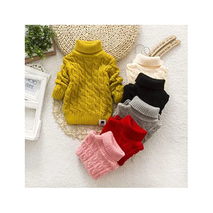 Vêtements en laine pour bébés filles et garçons, automne-hiver, couleur unie, pulls chauds à col roulé, vêtements pour enfants en bas âge - Product Image 1