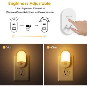 Lámpara Nocturna LED L Lohas, Enchufe de Pared, Redonda, con Sensor, Regulable, Luz Blanca Cálida, 30-60lm, Brillo Ajustable - Product Image 4