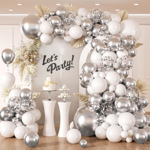 Kit Arco di Palloncini in Lattice Bianco Opaco, Argento Metallizzato e <span class=keywords><strong>Coriandoli</strong></span> <span class=keywords><strong>per</strong></span> Decorazioni Natalizie, Compleanni, Baby Shower e Matrimoni - Product Image 6