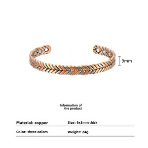 Wholesale 99.99% Pure <strong>Copper</strong> Magnetic Bracelets Handcrafted Braid Skeleton Design Adjustable Minimalist <strong>Copper</strong> <strong>Bangles</strong> - Product Image 6