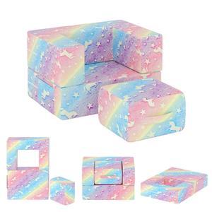 Canapé-lit pliable coloré en mousse compressée pour enfants, bébés et tout-petits, idéal pour le salon - Product Image 2
