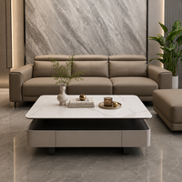 Ensemble table basse et meuble TV en marbre beige crème moderne, structure en bois massif, écologique, durable, robuste, plateau surdimensionné, finition personnalisée 1