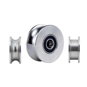 Rodillo de tracción de cuerda de alambre de polea de acero inoxidable 304, rueda de pista de puerta corredera de elevación con ranura en V en forma de U personalizada - Product Image 5