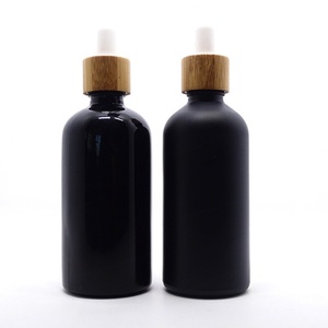 Venta al por Mayor de Botellas de Vidrio Natural de 15 ml, 1 oz, 30 ml, 100 ml, Color Azul, Verde, Ámbar, Negro, Transparente, Esmerilado, con Gotero y Tapa de Bambú - Product Image 2