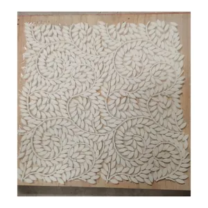 SHIHUI personnalisé nouveau Design Jet d'eau Thassos feuille forme marbre pierre mosaïque carrelage pour décoration murale salle de bain cuisine dosseret