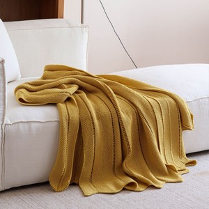 <strong>Autumn</strong> Nordic Solid Color Jacquard 100% Acrylic Thick Knitted Blanket Super Soft and Warm Luxury <strong>Throw</strong> for Bed Sofa - Product Image 1