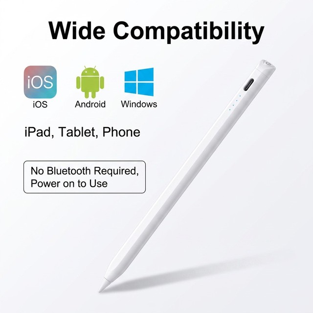 Ready to Ship Universal Stylus Pen Active Capacitive Touch Pencil for Tablet Phone Laptop PC, No App Installation Needed,