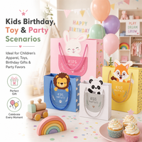 Sacs cadeaux en papier à poche pop-up avec animaux de dessin animé mignons, découpés en 3D avec oreilles d'animaux, pour fêtes d'anniversaire d'enfants, vente en gros OEM