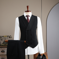 Setelan Tuxedo Pria Dewasa 3 Potong Gaya Italia Slim Fit Double Breasted TR Formal Bisnis Pernikahan Jas Rompi Celana Anti Kusut