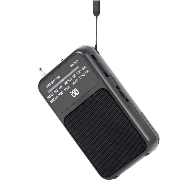 Pocket Radio AM FM USB-C Charging Battery Operated Speaker and Headphone Jack, Back Clip, Flashlight Portable Mini
